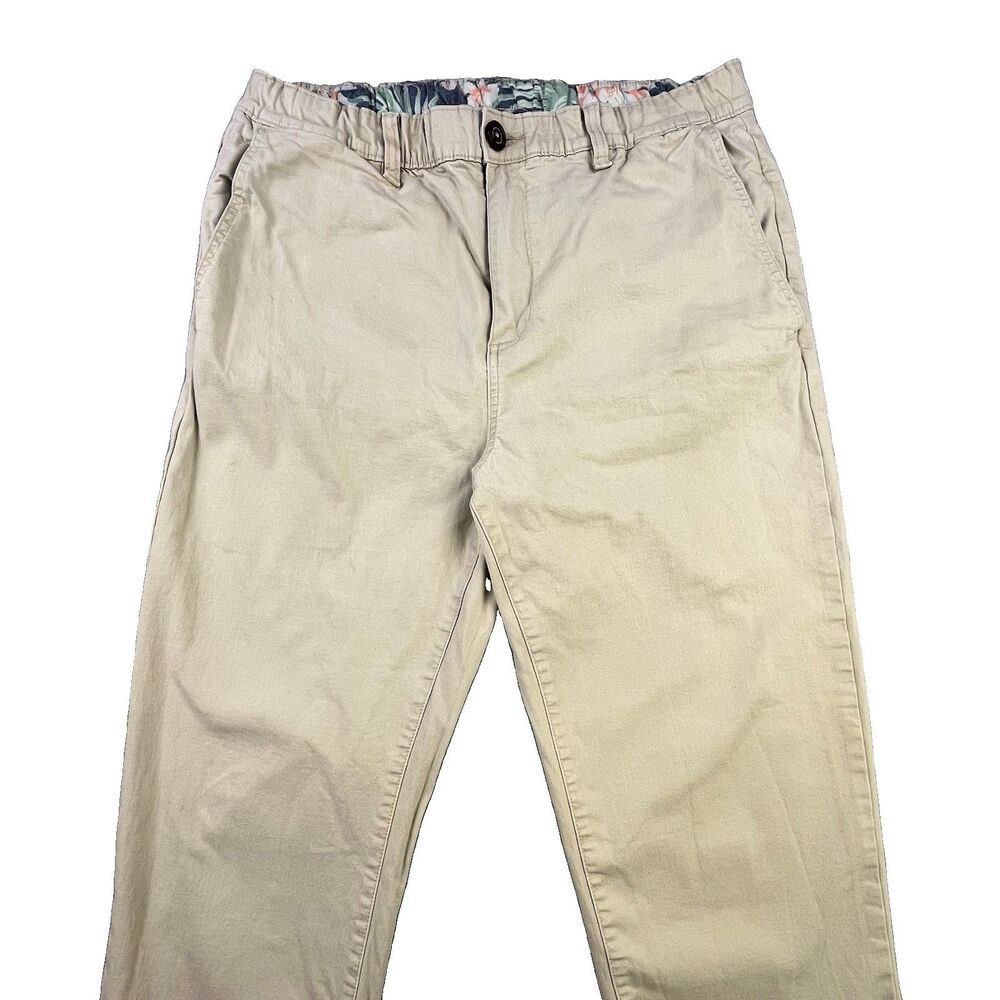 Chubbies Everywear Pant Mens Medium Tan Khaki Elastic Floral Waist Chino